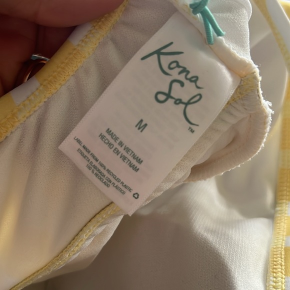 Kona Sol Women's Striped Yellow One Piece Swimsuit - Size M (8-10) - Picture 6 of 7